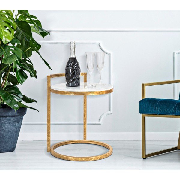 Măsuță auxiliară rotundă cu blat din marmură ø 40,5 cm Round Marble – Mauro Ferretti-image-1