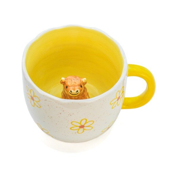 Cană galbenă-crem din porțelan 350 ml Surprise Highland Cow – Sass & Belle-image-2