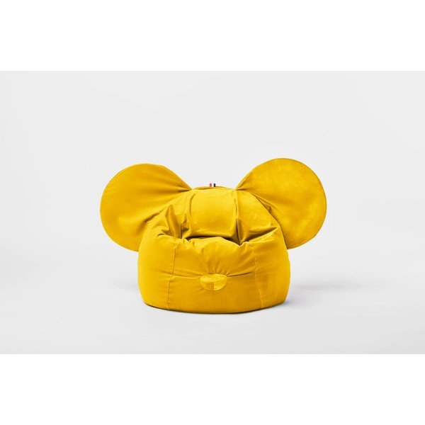 Fotoliu sac catifelat pentru copii The Brooklyn Kids Ears, galben-image-1