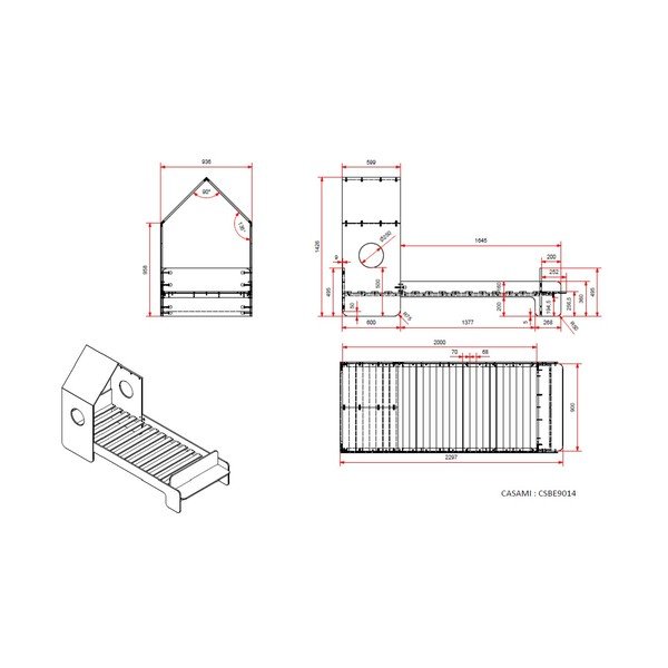 Pat pentru copii Vipack Casami, 90 x 200 cm, alb-image-2