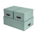 Cutii de depozitare verde-mentă 3 buc. din carton cu capac 31x47x15 cm Inge – Bigso Box of Sweden