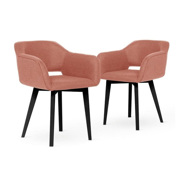 Set 2 scaune cu picioare negre My Pop Design Oldenburger, roz piersică