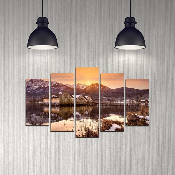 Tablou din 5 piese Winter Sunset – Wallity-image-1