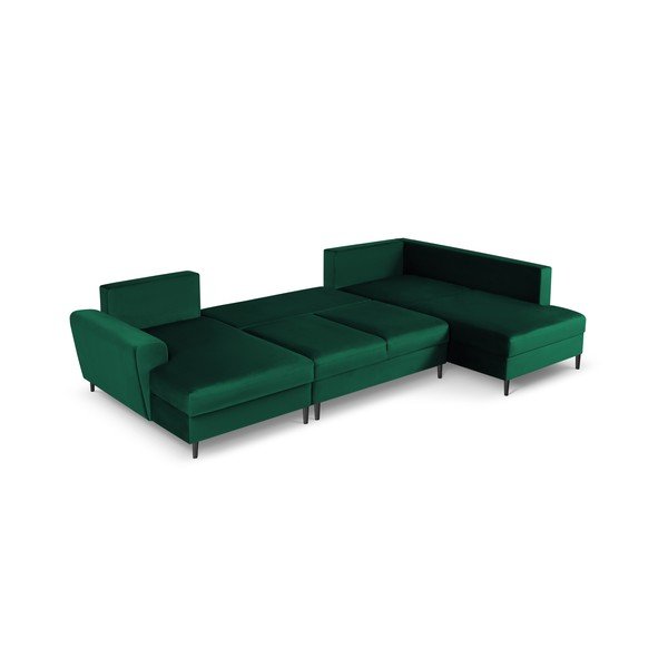 Colțar verde extensibil, cu spațiu de depozitare cu tapițerie din catifea (cu colț pe partea dreaptă, în formă de "U") Kyoto – Cosmopolitan Design-image-2