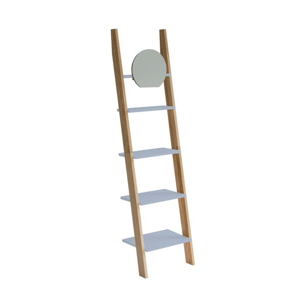 Etajeră cu suport din lemn și oglindă Ragaba Ashme Ladder, gri deschis
