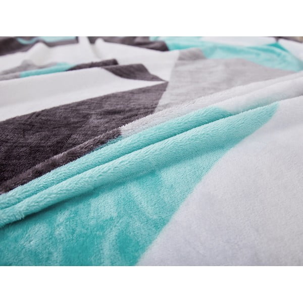 Lenjerie de pat gri/turcoaz din micropluș/cocolino pentru pat de o persoană 140x200 cm Abstract  – My House-image-3