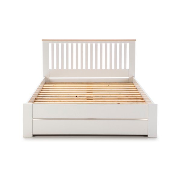 Pat matrimonial alb cu somieră 140x190 cm Leba – Marckeric-image-2