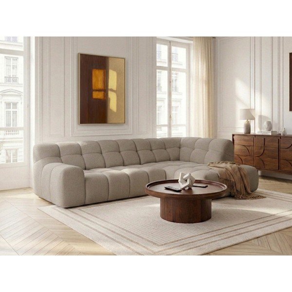 Colțar bej extensibil/cu reglaj electric al șezutului (cu colț pe partea dreaptă/în formă de ”L”) Andre – Bobochic Paris-image-1