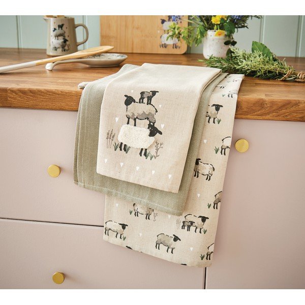 Prosoape de vase 3 buc. din amestec de in 45x65 cm Highland Sheep – Cooksmart ®-image-1