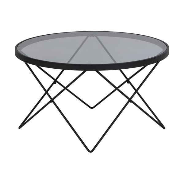 Măsuță de cafea neagră cu blat din sticlă ø 80 cm Cuxton – Actona