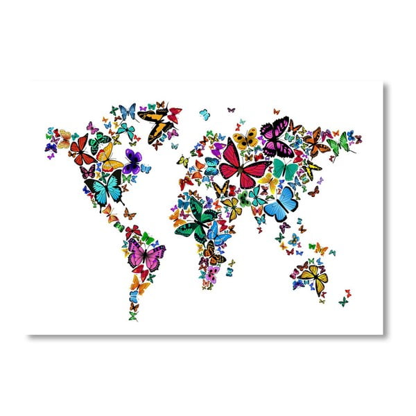 Poster cu harta lumii Americanflat Nature, 60 x 42 cm, multicolor