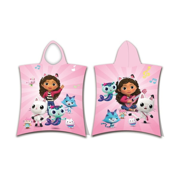 Poncho pentru copii roz pentru 3-8 ani din bumbac Gabby´s Dollhouse – Jerry Fabrics