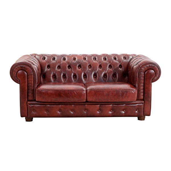 Canapea cu două locuri Max Winzer Bristol, din piele , roșu