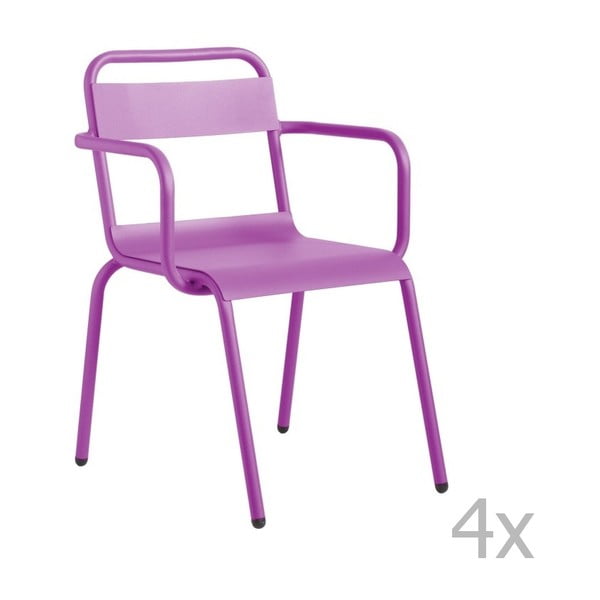 Set 4 scaune de grădină, cu cotiere Isimar Biarritz, mov