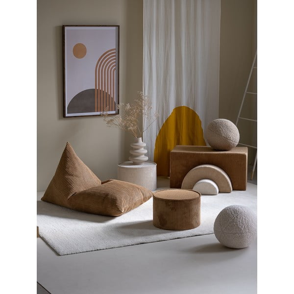 Fotoliu puf pentru copii maro cu tapițerie din catifea reiată Big Lounger – Wigiwama-image-1