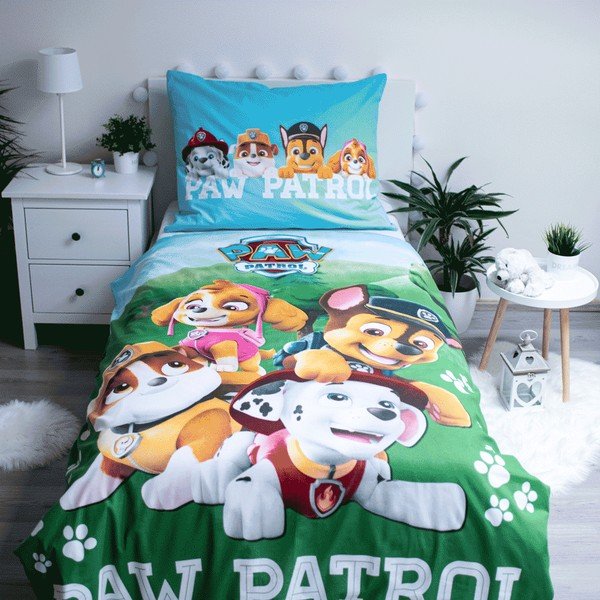 Lenjerie de pat pentru copii din bumbac fosforescentă  140x200 cm Paw Patrol - Jerry Fabrics-image-1