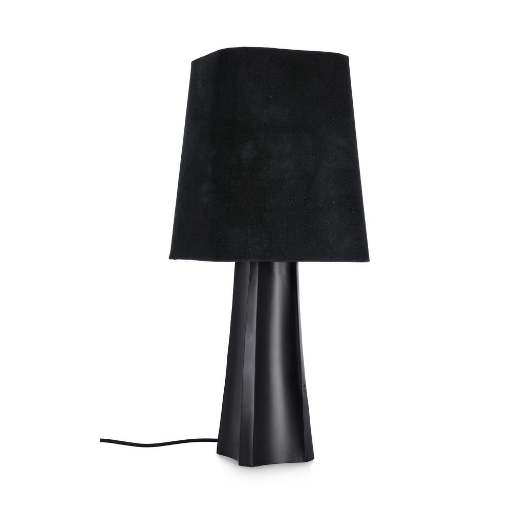 Veioză neagră din metal cu abajur textil (înălțime 61 cm) Tripura – Bizzotto