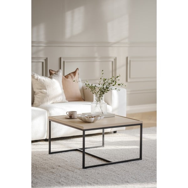 Măsuță de cafea natural  cu blat din lemn de stejar ø 70 cm Deerfield – Rowico-image-3