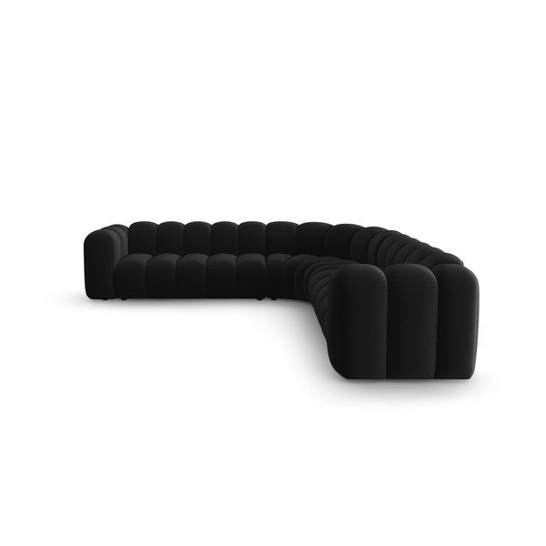 Colțar modular gri antracit cu tapițerie din catifea Lupine – Micadoni -image-2