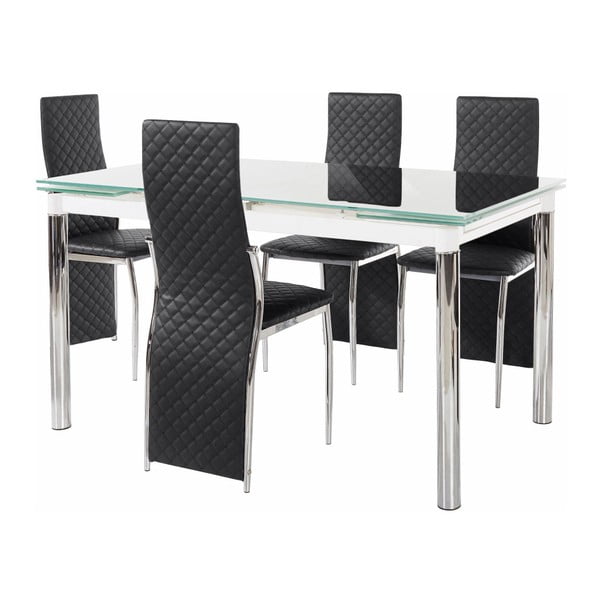 Set masă cu 4 scaune Støraa Pippa William Puro Black, negru