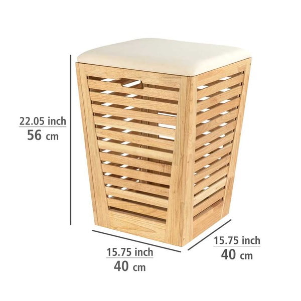 Coș de rufe în culoare naturală din lemn 55 l Norway – Wenko-image-3