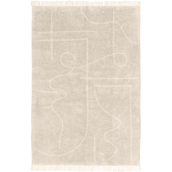Covor țesut manual din bumbac Westwing Collection Lines, 160 x 230 cm, bej deschis