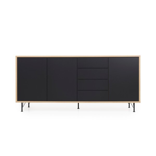 Comodă Tenzo Flow, lungime 217 cm, negru