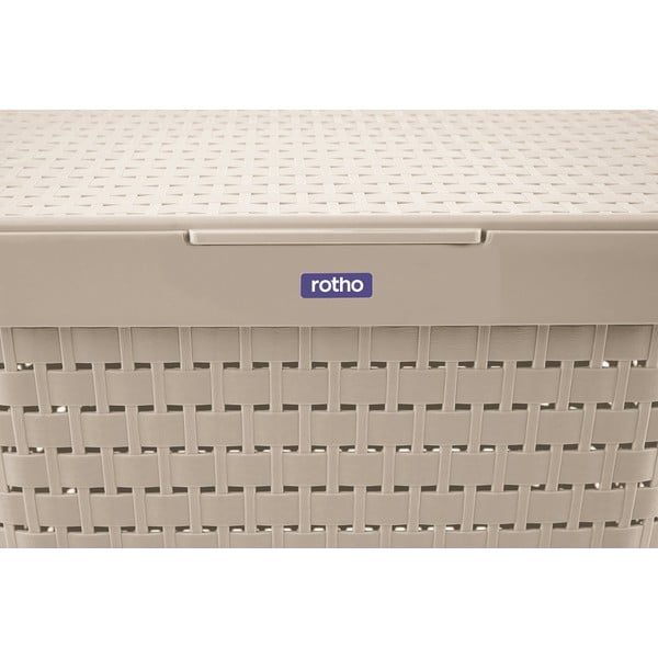 Coș de rufe din plastic bej 55 l Country - Rotho-image-4