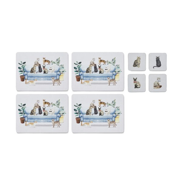 Set cu suporturi farfurii și coasters 8 buc. Curious Cats – Cooksmart ®
