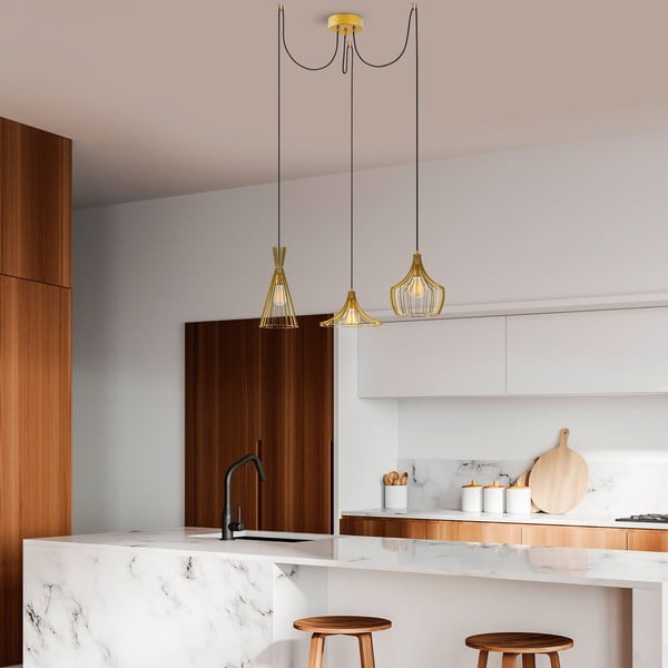 Lustră aurie cu abajur din metal Mezopotamya – Opviq lights-image-4