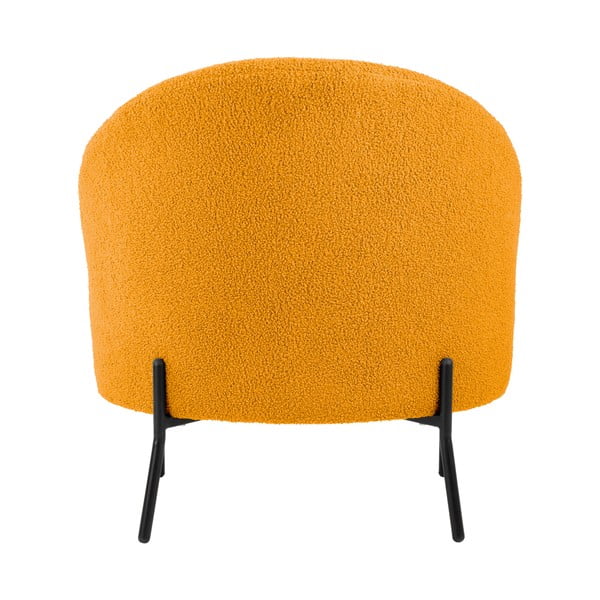 Fotoliu galben ocru cu tapițerie din țesătură bouclé Noble – Leitmotiv-image-4