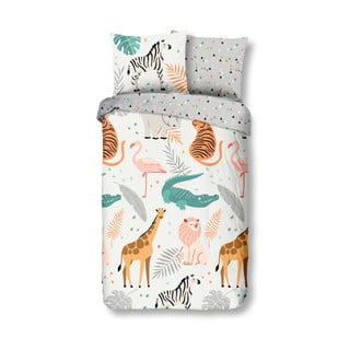 Lenjerie de pat din bumbac pentru copii Good Morning Zoo, 140 x 220 cm