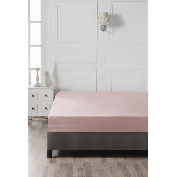 Cearceaf roz din bumbac cu elastic 140x200 cm – Mijolnir-image-2