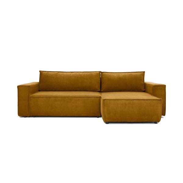 Colțar extensibil variabil cu tapițerie din reiat Bonami Selection Bowie, galben muștar-image-2