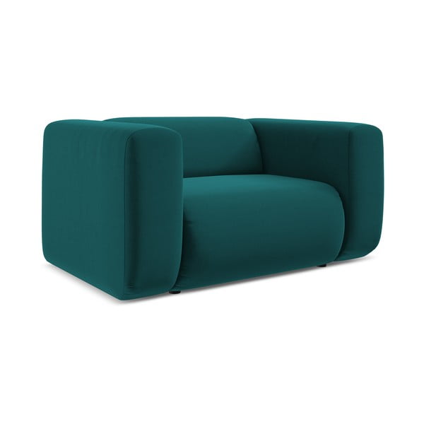 Fotoliu turcoaz cu tapițerie din catifea Ekahi – Makamii