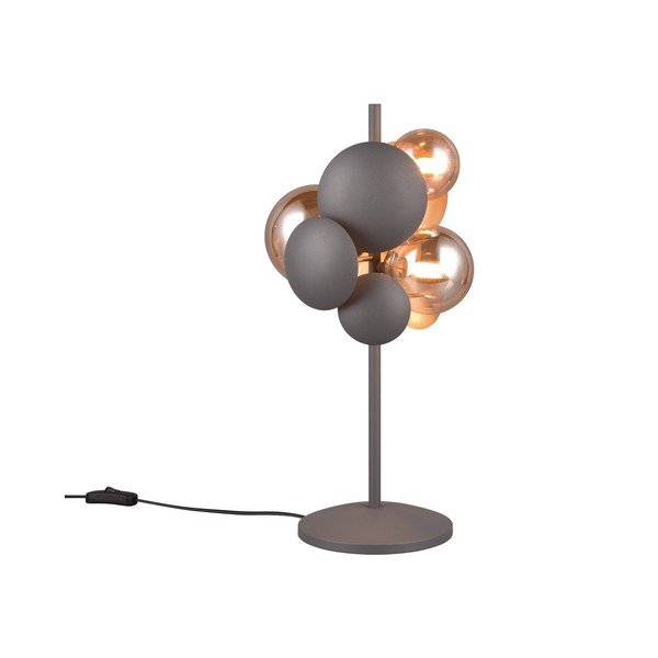 Veioză gri-auriu cu abajur din sticlă (înălțime 50 cm) Bubble – Trio Select-image-1