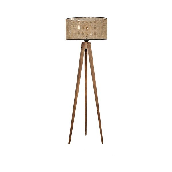 Lampadar maro cu abajur textil (înălțime 153 cm) Tripod – Opviq lights