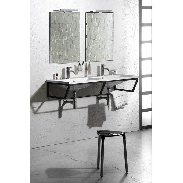 Suport pentru chiuvetă negru suspendat din oțel 120x20 cm Ska – Sapho-image-2