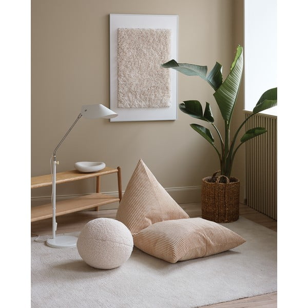 Fotoliu puf pentru copii maro deschis cu tapițerie din catifea reiată Big Lounger – Wigiwama-image-1