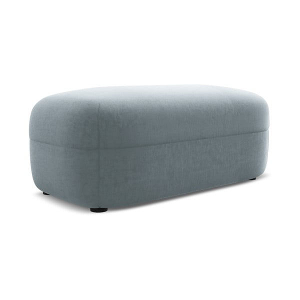 Taburet albastru deschis cu tapițerie din catifea Moana – Makamii-image-1