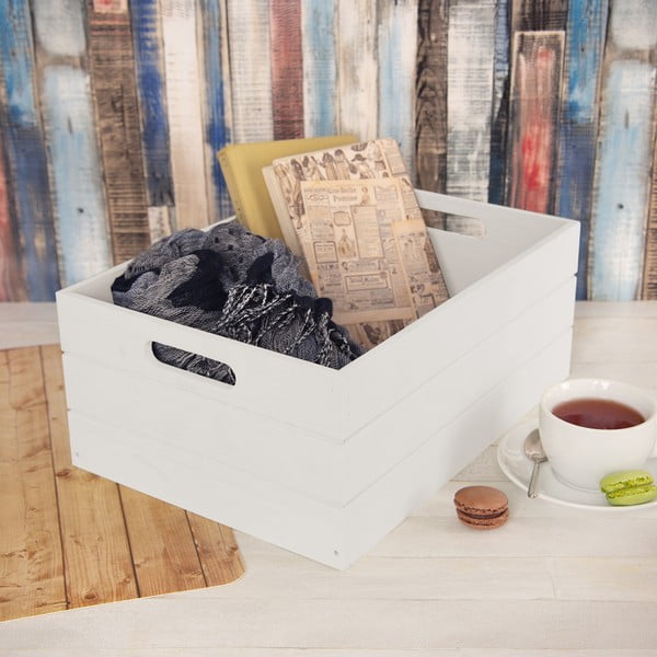 Cutie de depozitare albă din lemn 36x26x15 cm – Orion-image-1