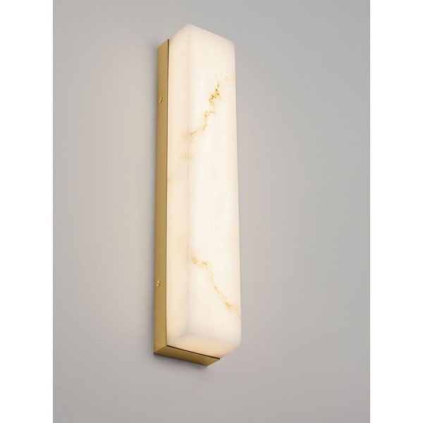 Aplică de perete albă/alămie LED cu aspect de piatră Shado – Nova Luce-image-1