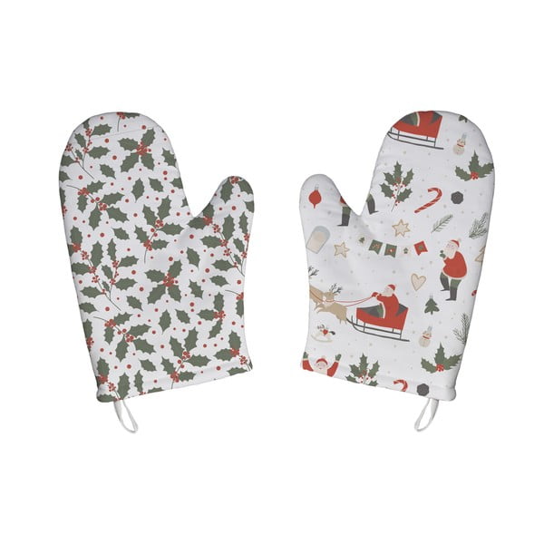 Mănuși de bucătărie 2 buc. din bumbac  cu model de Crăciun Happy Santa – Butter Kings