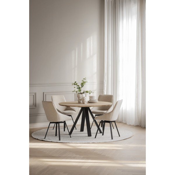 Masă de dining natural  rotundă cu blat din lemn de stejar ø 130 cm Carradale – Rowico-image-1