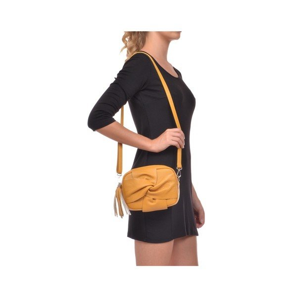 Geanta din piele Roberta M Kara Giallo, galben-image-2