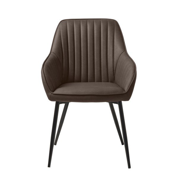 Scaun de sufragerie maro închis cu cotiere tapițat Melfort – Unique Furniture-image-1