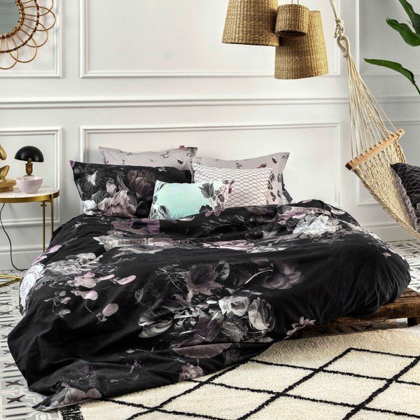 Husă de pilotă neagră din bumbac pentru pat de o persoană 140x200 cm Onyx – Happy Friday-image-4