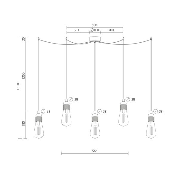 Lustră cu 5 becuri Bulb Attack Uno Basic Globe, negru-image-4