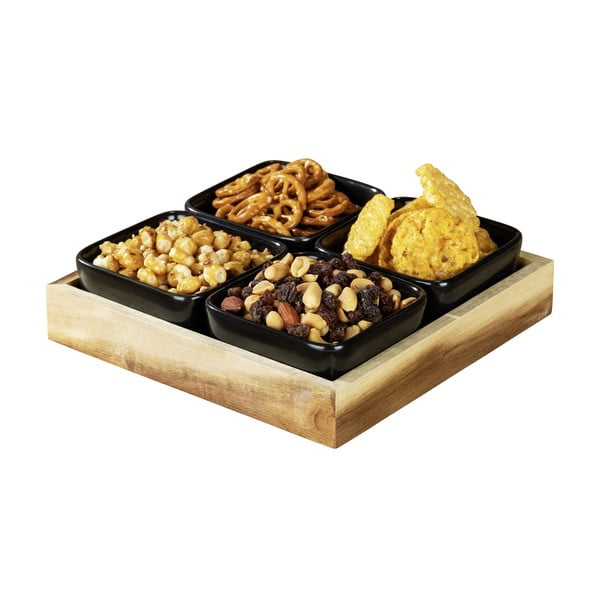 Boluri din ceramică neagră 4 buc. cu tavă Elo - Wenko-image-4