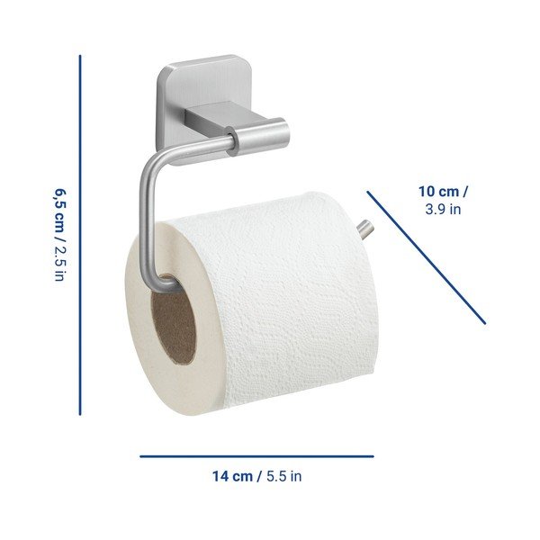 Suport pentru hârtie igienică argintiu mat autoadeziv cu Turbo-Loc din oțel inoxidabil Porto – Wenko-image-1